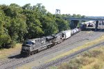 NS 7569 andd 7666 pull train 27N out of Enola yard